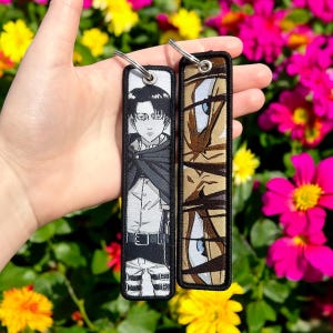 Attack On Titan Embroidered Keychain - Double Sided Jet Tag