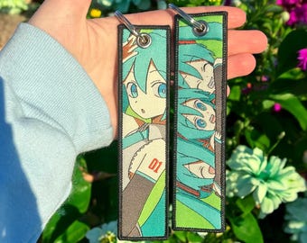 Hatsune Miku Embroidered Keychain - Double Sided Jet Tag