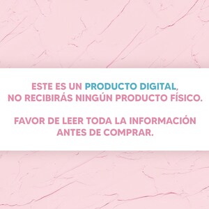 May include: A rectangular white sign with pink text on a textured light pink background. The text reads: ESTE ES UN PRODUCTO DIGITAL, NO RECIBIR&Aacute;S NING&Uacute;N PRODUCTO F&Iacute;SICO. FAVOR DE LEER TODA LA INFORMACI&Oacute;N ANTES DE COMPRAR.