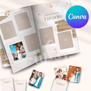 Álbum de fotos personalizado | Plantilla de Canva editable | Álbum de cromos imprimible | Álbum de estampas de fotos tipo scrapbook