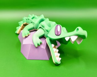 Söt krokodilleksak - poserbar - Schnappi Schnappmaul - 3D-printad figur - designad av Blob Lab