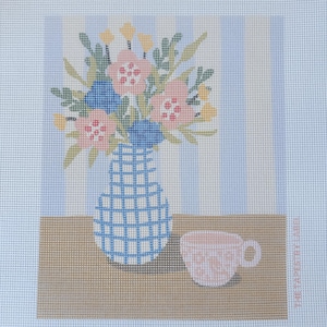 Modern Floral Needlepoint Kit with DMC wool