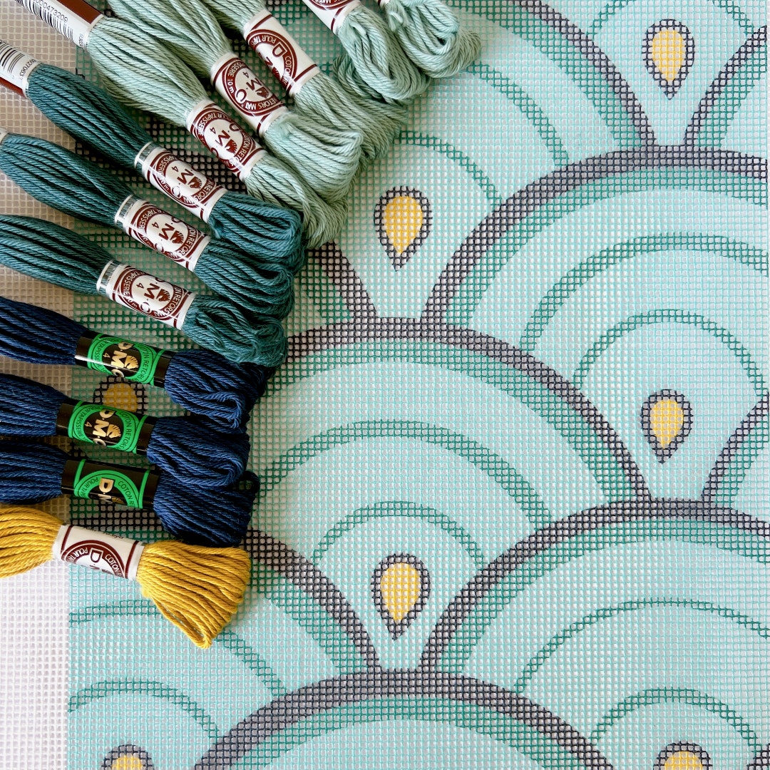 Complete Needlepoint Kit With Printed Canvas and Threads | Modern ...