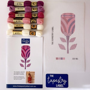 Modern needlepoint eyeglass case | Complete kit with DMC wool | Floral needlepoint kit