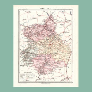 Carte ancienne de l'Eure-et-Loir (1870) - A. Joanne