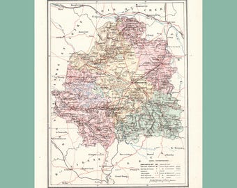 Old map of the Indre department – Joanne 1870 – Original 19th-century engraving – Châteauroux, Issoudun, Le Blanc, La Châtre