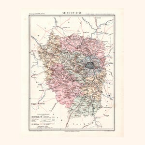 Carte ancienne de la Seine-et-Oise (1870) - A. Joanne