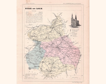 Old map of Eure-et-Loir (1896) / F. de la Brugère