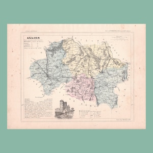Carte ancienne de l'Allier (1896) / F. de la Brugère