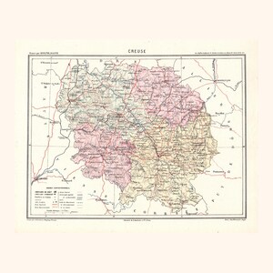 Carte ancienne de la Creuse (1870) - A. Joanne