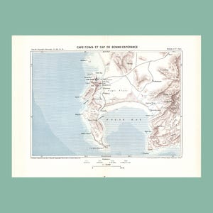 Carte ancienne du Cap (1888) – Gravure sur acier originale – Afrique du Sud coloniale