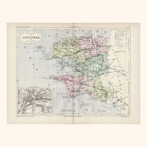 Carte Ancienne du Finistère (1882) - V.A. Malte-Brun