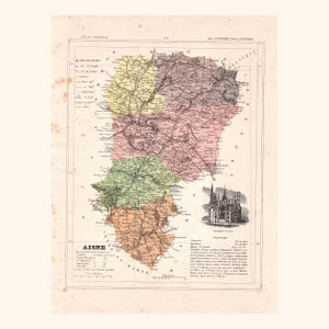 Carte ancienne de l'Aisne (1896) / F. de la Brugère