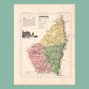 Carte ancienne de l'Ardèche (1896) / F. de la Brugère