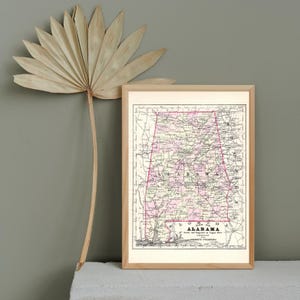 Antique Map of Alabama (1896) / Ancienne carte de l'Alabama (1896)