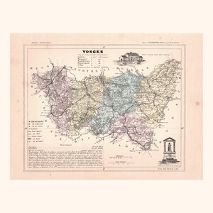 Carte ancienne des Vosges (1896) / F. de la Brugère