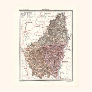 Carte Ancienne de l'Ardèche (1870) - A. Joanne