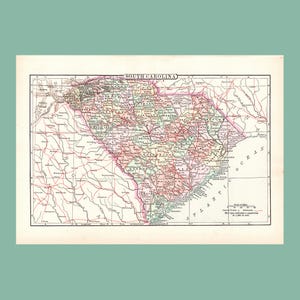 Antique Map of South Carolina (1896) / Ancienne carte de la Caroline du Sud (1896)