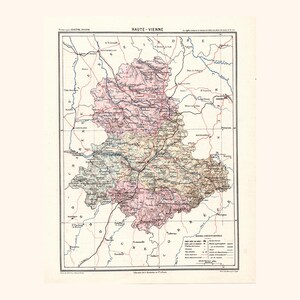 Carte ancienne de la Haute-Vienne (1870) - A. Joanne