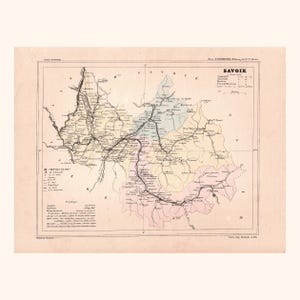 Carte ancienne de la Savoie (1896) / F. de la Brugère