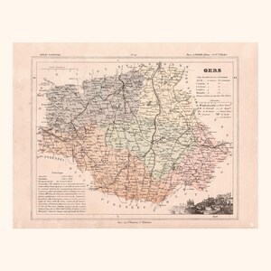 Carte ancienne du Gers (1896) / F. de la Brugère