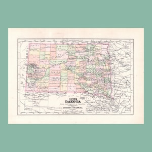Antique Map of South Dakota (1896) / Ancienne carte du Dakota du Sud (1896)