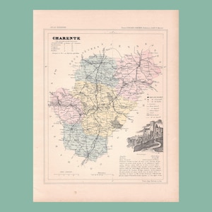 Carte ancienne de la Charente (1896) / F. de la Brugère
