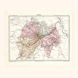 Carte ancienne du Cantal (1870) - A. Joanne