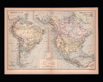 1890 Americas Antique Map Morieu – Original North & South America Print