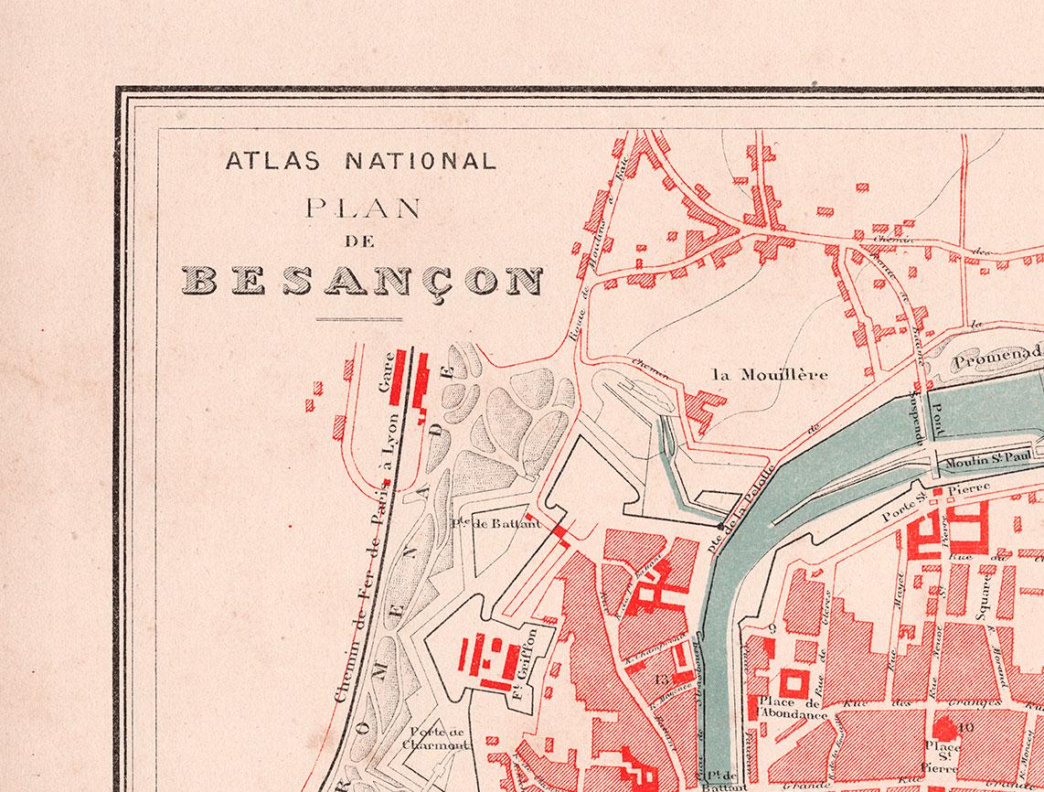 Antique Map of Besançon (1880) – Steel Engraving – Historic City Plan - Etsy, image size:1142x866
