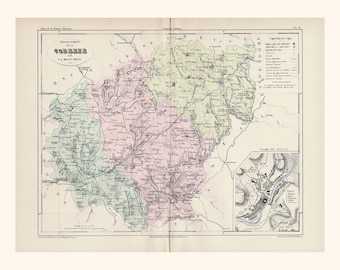 Old map of Corrèze – V.A. Malte-Brun 1882 – 19th-century decorative engraving – Tulle, Brive-la-Gaillarde, Ussel, Argentat