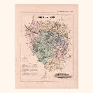 Carte ancienne de la Seine-et-Oise (1896) / F. de la Brugère