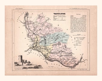 Carte ancienne du Vaucluse (1896) / F. de la Brugère