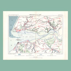 Carte ancienne du Havre et de l'embouchure de la Seine / Gravure originale (1877)