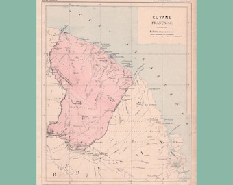 Old map of French Guiana (1896) – Engraving by F. de La Brugère, National Atlas
