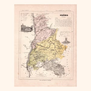 Mapa antiguo de Drôme (1896) / F. de la Brugère