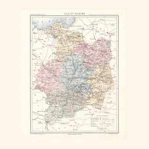 Carte ancienne de l'Ille-et-Vilaine (1870) - A. Joanne