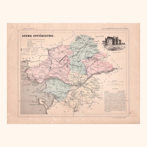 Carte ancienne de la Loire-Atlantique (1896) / F. de la Brugère