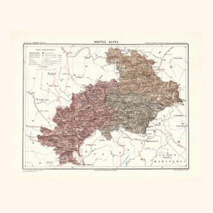 Carte Ancienne des Hautes-Alpes (1870) - Adolphe Joanne