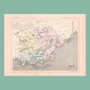 Carte ancienne du Var (1896) / F. de la Brugère