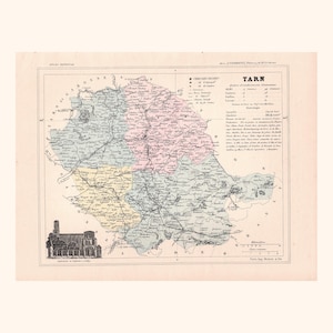 Carte ancienne du Tarn (1896) / F. de la Brugère