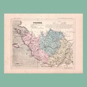 Mapa antiguo de Vendée (1896) / F. de la Brugère