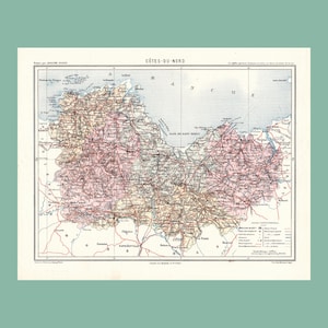 Carte ancienne des Côtes d'Armor (1870) - A. Joanne