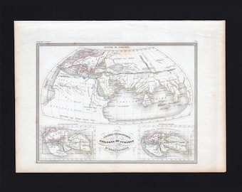 1846 Ptolemy Strabo Eratosthenes Map Malte-Brun – Original Ancient World Engraving