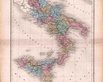 古代ギリシャ地図 アンティーク銅版画 ヨーロッパ地図 1892