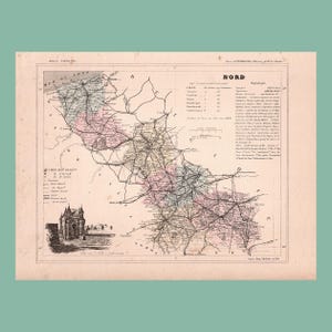 Carte ancienne du Nord (1896) / F. de la Brugère