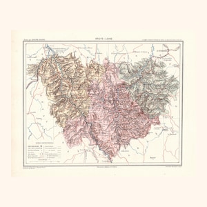 Carte ancienne de la Haute-Loire (1870) - A. Joanne
