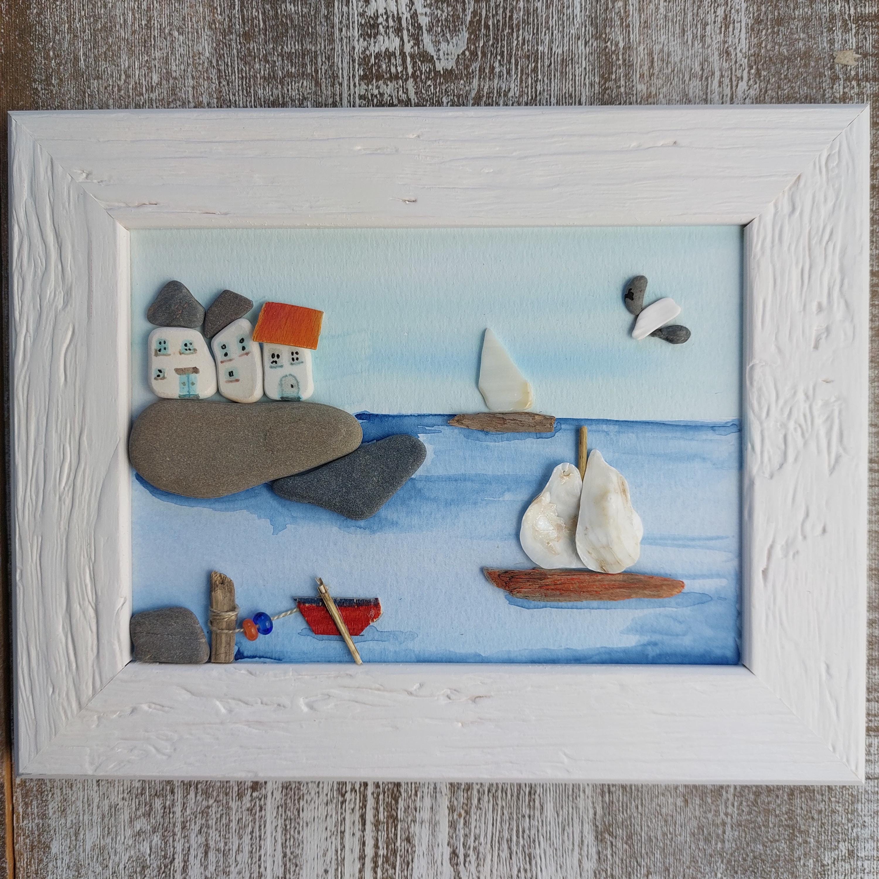 Framed Shell Sea Glass Art - Etsy