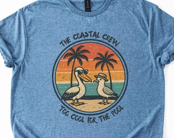 Pelikan & Möwe Retro Sonnenuntergang Strand T-Shirt