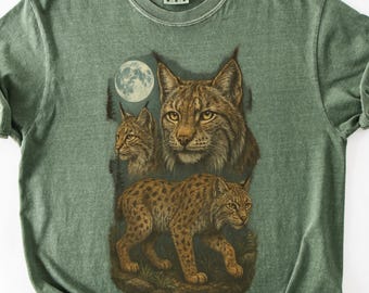 Lynx Comfort Colors Tshirt - Wilderness Big Cat T-Shirt - Outdoorsy 90s Gift Shirt